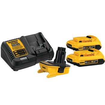 BATTERIES AND CHARGERS | Dewalt 20V MAX Lithium-Ion Battery/Charger/Adapter Kit for 18V Cordless Tools with 2 Batteries (2 Ah) - DCA2203C