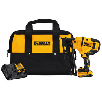 NAILERS AND STAPLERS | Dewalt 20V MAX 2.0 Ah Cordless Lithium-Ion 16 Gauge 2-1/2 in. 20 Degree Angled Finish Nailer Kit - DCN660D1