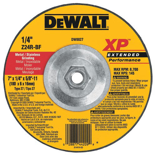 Grinding, Sanding, Polishing Accessories | Dewalt DW8827 7 in. x 1/4 in. Z24R Extended Performance Grinding Abrasive image number 0