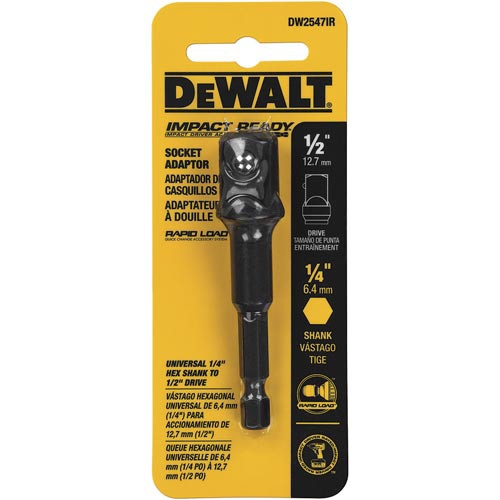 Socket Sets | Dewalt DW2547IR 1/4 in. Hex Shank to 1/2 in. Socket Adapter image number 0