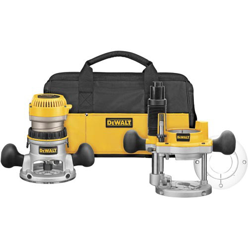 Plunge Base Routers | Dewalt DW618PKB 2-1/4 HP EVS Fixed/Plunge Base Router Combo Kit with Soft Case image number 0