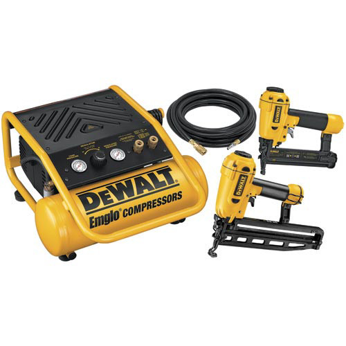 Compressor Combo Kits | Factory Reconditioned Dewalt D55141FNBNR Finish Nailer, Brad Nailer and 2 Gallon Oil-Free Hand Carry Air Compressor Combo Kit image number 0