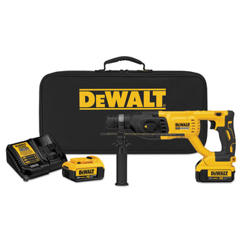 CONCRETE TOOLS | Dewalt 20V MAX XR Lithium-Ion D-Handle SDS-Plus 1 in. Cordless Rotary Hammer Kit with 2 Batteries (4 Ah) - DCH133M2