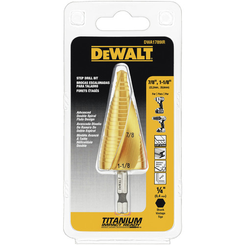 Bits and Bit Sets | Dewalt DWA1789IR 7/8 in. - 1-1/8 in. Impact Ready Step Drill Bit image number 0