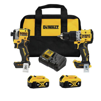 COMBO KITS | Dewalt 20V MAX XR Brushless Lithium-Ion 1/2 in. Cordless Hammer Driver Drill and 1/4 in. Atomic Impact Driver Combo Kit with (2) 4 Ah Batteries - DCK2050M2