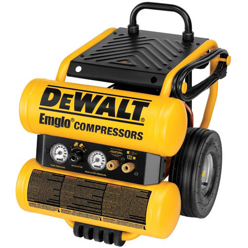Portable Air Compressors | Factory Reconditioned Dewalt D55154R 1.1 HP 4 Gallon Oil-Lube Wheeled Dolly Twin Stack Air Compressor with Control Panel image number 0
