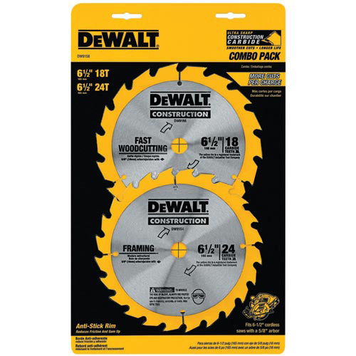 Circular Saw Blades | Dewalt DW9158 2-Piece 6-1/2 in. Circular Saw Blade Combo Pack image number 0