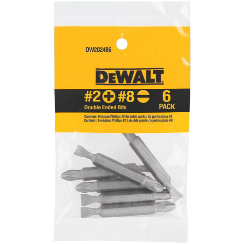 Bits and Bit Sets | Dewalt DW2024B6 #2 Phillips and #8 Slotted Double-Ended Bits (6-Pack) image number 0