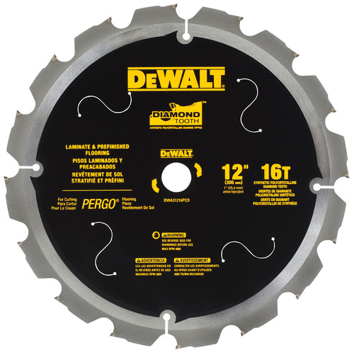 Circular Saw Accessories | Dewalt DWA31216PCD 12 in. 16-Tooth PCD Tipped Laminate Cutting Blade image number 0