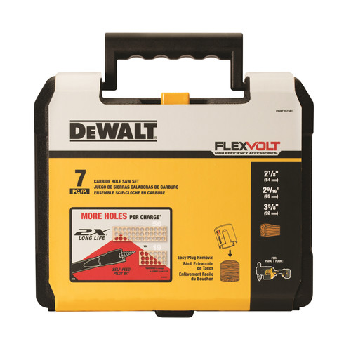 Hole Saws | Dewalt DWAFV07SET 7 Pc Carbide Wood Drilling Hole Saw Kit image number 0