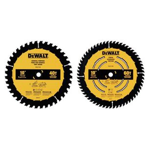 POWER TOOL ACCESSORIES | Dewalt (2-Pack) 10 in. 40T/60T General Purpose Circular Saw Blades Combo Pack - DWA110CMB