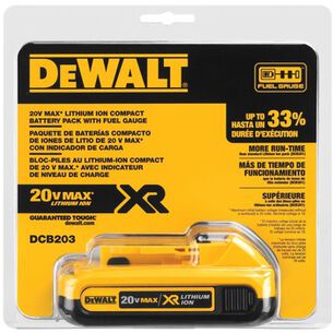 CLEARANCE | Dewalt DCB203 20V MAX 2Ah Compact Battery (1-Pack)