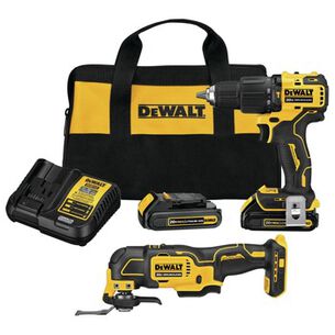 COMBO KITS | Dewalt ATOMIC 20V MAX Brushless Lithium-Ion 1/2 in. Cordless Hammer Drill Driver and Oscillating Multi-Tool Combo Kit with 2 Batteries (1.5 Ah) - DCK224C2