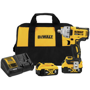 IMPACT WRENCHES | Dewalt 20V MAX XR Brushless Lithium-Ion 1/2 in. Cordless Mid-Range Impact Wrench Kit with Hog Ring Anvil and 2 Batteries (5 Ah) - DCF891P2