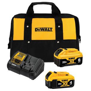 BATTERIES AND CHARGERS | Dewalt 20V MAX XR Lithium-Ion Batteries and Fast Charger Starter Kit (4 Ah/6 Ah) - DCB246CK