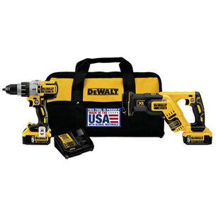 POWER TOOLS | Dewalt 2-Tool Combo Kit - XR 20V MAX Brushless Cordless Hammer Drill & Reciprocating Saw Kit with (2) 5Ah Batteries - DCK294P2
