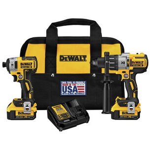 MADE IN USA | Dewalt 2-Tool Combo Kit - XR 20V MAX Brushless Cordless Hammer Drill & Impact Driver Kit with (2) 4Ah Batteries - DCK299M2