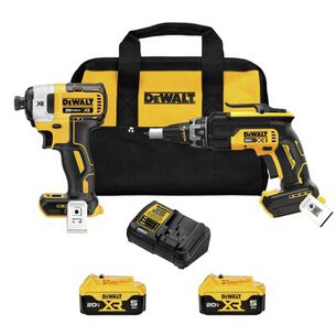 POWER TOOLS | Dewalt 20V MAX XR Brushless Lithium-Ion Cordless Drywall Screwgun and Impact Driver Combo Kit with 2 Batteries (5 Ah) - DCK268P2