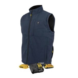 HEATED GEAR | Dewalt Men's Heated Soft Shell Vest with Sherpa Lining - Large, Navy - DCHV089D1-L