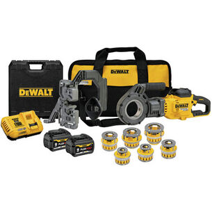 THREADING TOOLS | Dewalt 60V MAX FLEXVOLT Brushless Lithium-Ion Cordless Pipe Threader Kit with Die Heads and 2 Batteries (9 Ah) - DCE700X2K