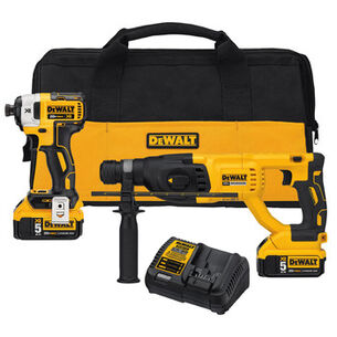 POWER TOOLS | Dewalt 2-Tool Combo Kit - XR 20V MAX Brushless Cordless Rotary Hammer Drill & Impact Driver Kit with (2) 5Ah Batteries - DCK233P2
