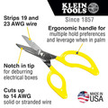Scissors | Klein Tools 26001 6.75 in. All-Purpose Electrician's Scissors with Cable Cutting Notch and Serrated Blades image number 3