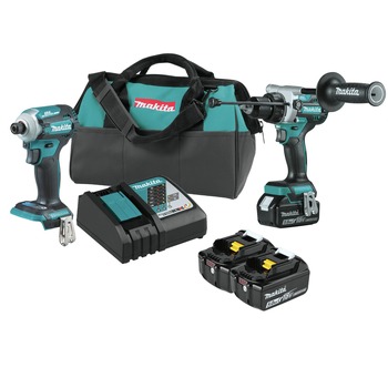 COMBO KITS | Makita 18V LXT Brushless 1/2 in. Cordless Hammer Drill Driver and 4-Speed Impact Driver Combo Kit with 3 Lithium-Ion Batteries Bundle (5 Ah) - XT288TBL1850B