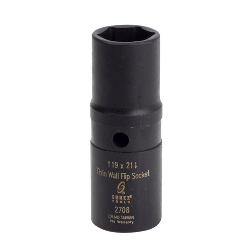 Socket Sets | Sunex 2708 1/2 in. Drive 19mm x 21mm Metric Deep Well Thin Wall Flip Socket image number 0