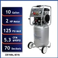 Portable Air Compressors | California Air Tools CAT-10020C-22060 2 HP 10 Gallon 220V 60 hz Ultra Quiet and Oil-Free Dolly Air Compressor image number 3