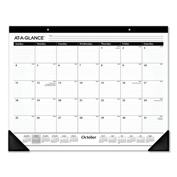 AT-A-GLANCE 16-Month: Sep 2025 to Dec 2026 21.75 in. x 17 in. Academic Year Ruled Desk Pad - White Sheets, Black Binding/Black Corners - SK2416-00