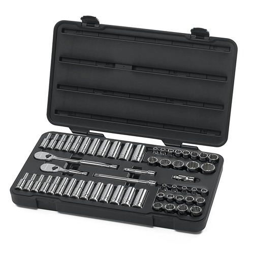 Socket Sets | GearWrench 80551 (57-Piece) 3/8 in. Drive 12-Point Standard and Deep SAE/Metric Mechanics Tool Set image number 0