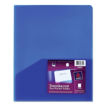 Avery 20-Sheet Capacity 11 in. x 8.5 in. Plastic Two-Pocket Folder - Translucent Blue - 47811