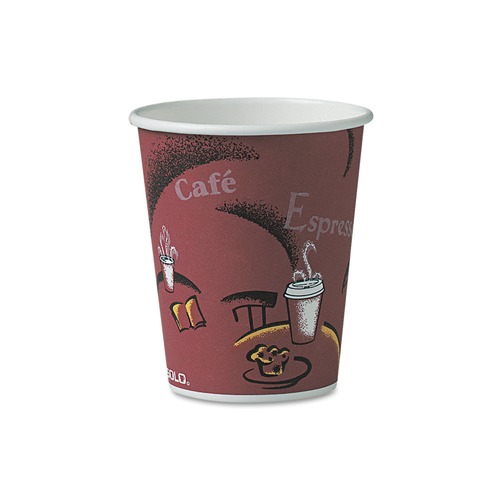  | SOLO OF10BI-0041 10 oz. Paper Bistro Design Hot Drink Cups - Maroon (300/Carton) image number 0