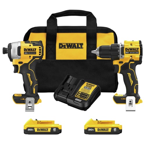 Combo Kits | Dewalt DCK225D2 20V MAX ATOMIC Brushless Compact Lithium-Ion 1/2 in. Cordless Drill Driver and 1/4 in. Impact Driver Combo Kit with 2 Batteries (2 Ah) image number 0