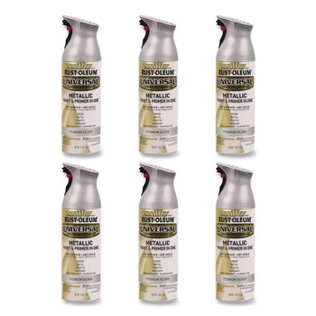 AUTO CARE AND DETAILING | Rust-Oleum Universal Premium Spray Paint, Metallic Silver, 12 oz Aerosol Can, 6/Carton - 245220
