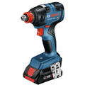 On Sale | Bosch GXL18V-233B25 18V Brushless Lithium-Ion 1/2 in. Cordless Hammer Drill Driver and 2-in-1 1/4 in. and 1/2 in. Bit Socket Impact Wrench Kit (4 Ah) image number 2