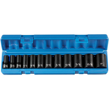 Grey Pneumatic 12-Piece 3/8 in. Drive Semi-Deep Length Impact Socket Set - 1213SD