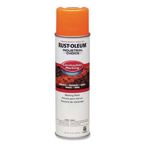 Paint | Rust-Oleum 264697 Industrial Choice 17 oz. Aerosol Can Water-Based Construction Marking Paint - Gloss Fluorescent Orange (12/Carton) image number 0