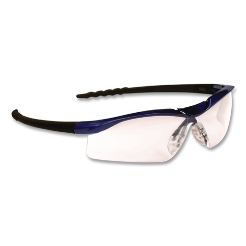 Work Gloves | MCR Safety DL310AF Dallas Wraparound Safety Glasses - Metallic Blue Frame/Clear Anti-Fog Lens image number 0