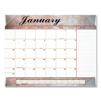 AT-A-GLANCE 89702 12-Month: Jan 2026 to Dec 2026 22 in. x 17 in. Marbled Stone Desk Pad - White/Multicolor Sheets, Clear Corners