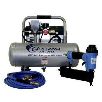 California Air Tools CAT-2010AGK18 1 HP 2 Gallon Ultra Quiet and Oil-Free Hot Dog Air Compressor with Nail Gun Kit