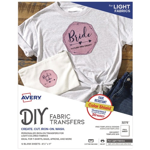 July Member-Exclusive Offer Save 10% off on One Item | Avery 03275 8.5 in. x 11 in. Fabric Transfers - White (12/Pack) image number 0