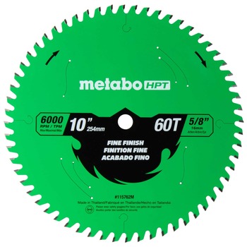 POWER TOOL ACCESSORIES | Metabo HPT 10 in. 60-Tooth Industrial PTFE Miter Saw/Table Saw Fine Finish Blade - 115762M