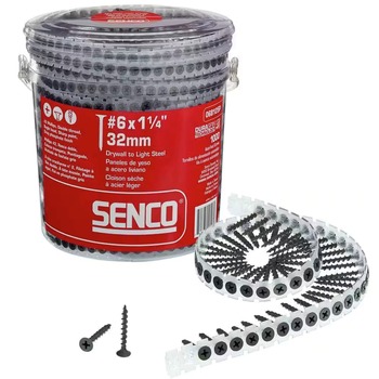 COLLATED SCREWS | SENCO (1000/Pack) #6 1-1/4 in. Phillips Bugle-Head Collated Drywall Screw - Gray Phosphate - 06A125P