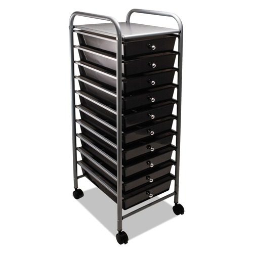 July Member-Exclusive Offer Save 10% off on One Item | Advantus 34007 1 Shelf 10 Drawers 13 in. x 15.38 in. x 37.75 in. Metal Portable Drawer Organizer - Matte Gray/Smoke image number 0