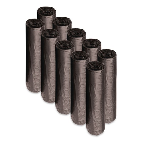  | Boardwalk H8048EKKR01 40 in. x 48 in. 45 gal. 1 mil Recycled Low-Density Polyethylene Can Liners - Black (100/Carton) image number 0
