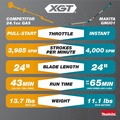 Hedge Trimmers | Makita GNU01M1 40V MAX XGT Brushless Lithium-Ion 24 in. Cordless Articulating Pole Hedge Trimmer Kit (4 Ah) image number 9