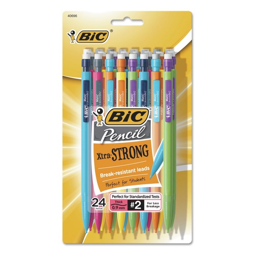  | BIC MPLWP241 Xtra-Strong 0.9 millimeter HB (No. 2) Mechanical Pencil Value Pack - Black Lead/Assorted Barrel (24/Pack) image number 0