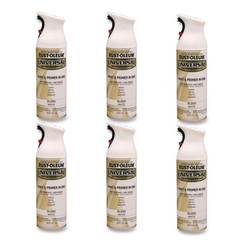 Rust-Oleum Universal Premium Spray Paint, Gloss White, 12 oz Aerosol Can, 6/Carton - 245199