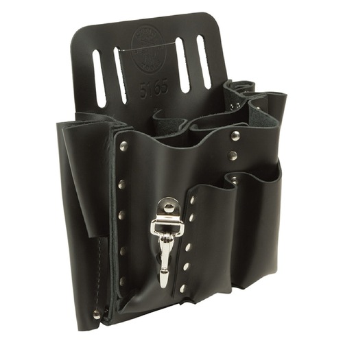 Cases and Bags | Klein Tools 5165 10-Pocket Stitched and Riveted Leather Tool Pouch with Knife Snap image number 0